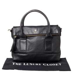 Pre Owned Kate Spade Black Leather Foldover Tote