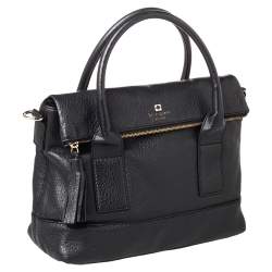 Pre Owned Kate Spade Black Leather Foldover Tote