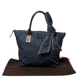 Pre Owned Kate Spade Blue Denim and Leather Dungarees Satchel