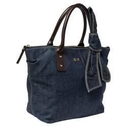 Pre Owned Kate Spade Blue Denim and Leather Dungarees Satchel