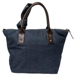 Pre Owned Kate Spade Blue Denim and Leather Dungarees Satchel