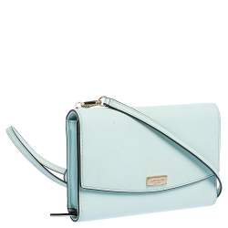 Pre Owned Kate Spade Light Aqua Blue Leather Laurel Way Winni Crossbody Bag