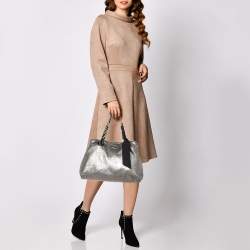 Pre Owned Kate Spade Silver Leather Shoulder Bag