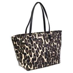 مملوكة مسبقًا حقيبة يد توتس كيت سبيد هارموني جلد نقشة الفهد أسود لامع