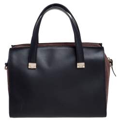 Pre Owned Kate Spade Black/Brown Leather and Suede Zip Satchel