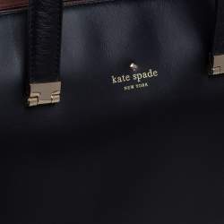 Pre Owned Kate Spade Black/Brown Leather and Suede Zip Satchel
