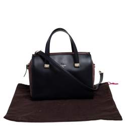 Pre Owned Kate Spade Black/Brown Leather and Suede Zip Satchel