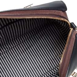 Pre Owned Kate Spade Black/Brown Leather and Suede Zip Satchel