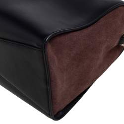 Pre Owned Kate Spade Black/Brown Leather and Suede Zip Satchel