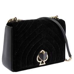 Pre Owned حقيبة كتف كيت سبيد تويست لوك أميليا جلد وقطيفة سوداء