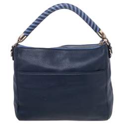 Pre Owned Kate Spade Navy Blue Leather Small Wood Drive Harris Shoulder Bag