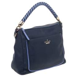 Pre Owned Kate Spade Navy Blue Leather Small Wood Drive Harris Shoulder Bag