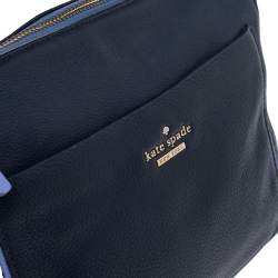 Pre Owned Kate Spade Navy Blue Leather Small Wood Drive Harris Shoulder Bag