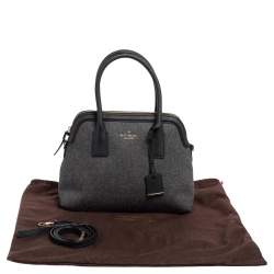 Pre Owned Kate Spade Grey/Black Leather and Wool Satchel