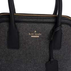 Pre Owned Kate Spade Grey/Black Leather and Wool Satchel