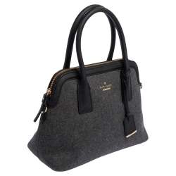Pre Owned Kate Spade Grey/Black Leather and Wool Satchel