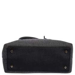 Pre Owned Kate Spade Grey/Black Leather and Wool Satchel