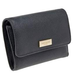 Pre Owned Kate Spade Black Leather Joy Laurel Way Trifold Wallet