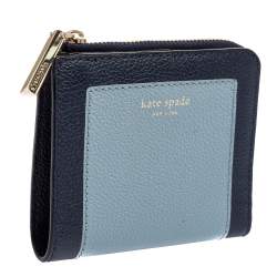 Pre Owned Kate Spade Blue Leather Margaux Compact Wallet