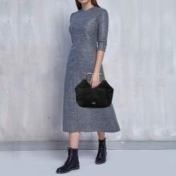 Pre Owned Kate Spade Black Suede Secret Admirer Heart Handle Bag