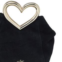 Pre Owned Kate Spade Black Suede Secret Admirer Heart Handle Bag