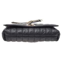 Pre Owned حقيبة كتف كيت سبيد جلد أسود بسلسلة وقفل دوار