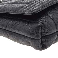 Pre Owned حقيبة كتف كيت سبيد جلد أسود بسلسلة وقفل دوار