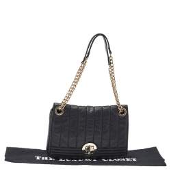 Pre Owned حقيبة كتف كيت سبيد جلد أسود بسلسلة وقفل دوار