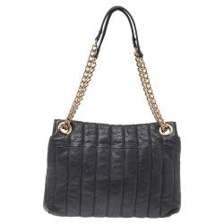 Pre Owned حقيبة كتف كيت سبيد جلد أسود بسلسلة وقفل دوار