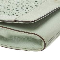 Kate Spade Mint Green Leather Perforated Flap Shoulder Bag