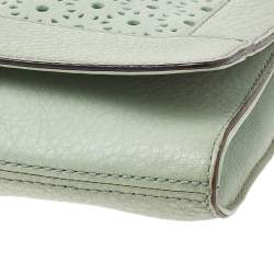 Kate Spade Mint Green Leather Perforated Flap Shoulder Bag