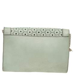 Kate Spade Mint Green Leather Perforated Flap Shoulder Bag