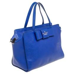 Pre Owned Kate Spade Blue Leather Bow Satchel