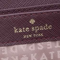 Pre Owned Kate Spade Burgundy Leather Neda Zip Around Wallet