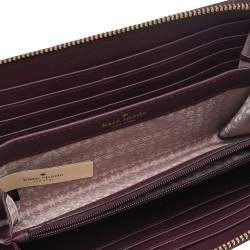 Pre Owned Kate Spade Burgundy Leather Neda Zip Around Wallet