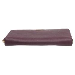 Pre Owned Kate Spade Burgundy Leather Neda Zip Around Wallet
