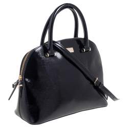 Pre Owned Kate Spade Black Patent Leather Zip Dome Satchel
