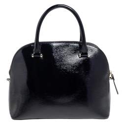 Pre Owned Kate Spade Black Patent Leather Zip Dome Satchel