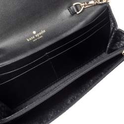 Pre Owned Kate Spade Black/Brown Leopard Print Calfhair and Leather Parchment Milou Chain Clutch