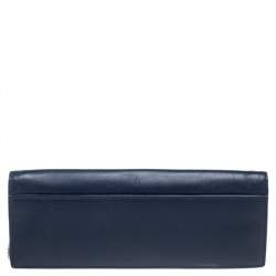 Pre Owned Kate Spade Navy Blue Leather Limousine Patch Chain Clutch