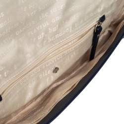 Pre Owned Kate Spade Navy Blue Leather Limousine Patch Chain Clutch