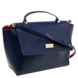 Pre Owned Kate Spade Blue Leather Brynlee Top Handled Bag