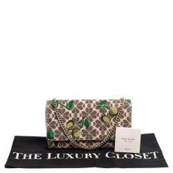 مملوكة مسبقًا Kate Spade Multicolor Cherry Embroidered Canvas Wallet On Chain
