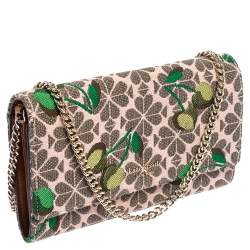 مملوكة مسبقًا Kate Spade Multicolor Cherry Embroidered Canvas Wallet On Chain