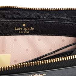 Pre Owned Kate Spade  Black Leather Zip Around Wallet