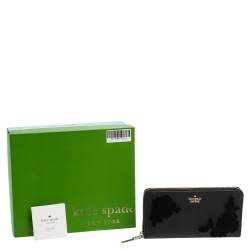 Pre Owned Kate Spade  Black Leather Zip Around Wallet