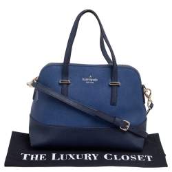 Pre Owned حقيبة ساتشل كيت سبيد مايز سيدار ستريت جلد أزرق/أسود