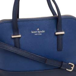 Pre Owned حقيبة ساتشل كيت سبيد مايز سيدار ستريت جلد أزرق/أسود