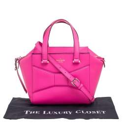 Pre Owned Kate Spade Hot Pink Leather 2 Park Avenue Beau Bow Tote