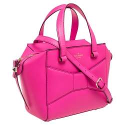 Pre Owned Kate Spade Hot Pink Leather 2 Park Avenue Beau Bow Tote